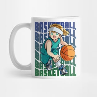 Girl Basketball Player Hoops Dribbling Ball Mug